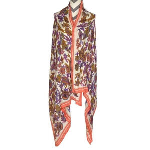 Theodora & Callum Scarf Cream Orange Magenta Purple Womens One Size Wrap Shawl